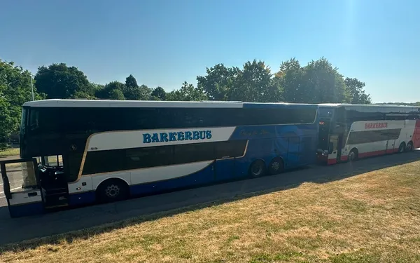 A Barker Bus coach on a school trip